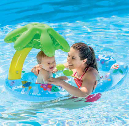 美国INTEX56590 树叶有盖母子婴儿座 座艇儿童游泳圈滑水圈