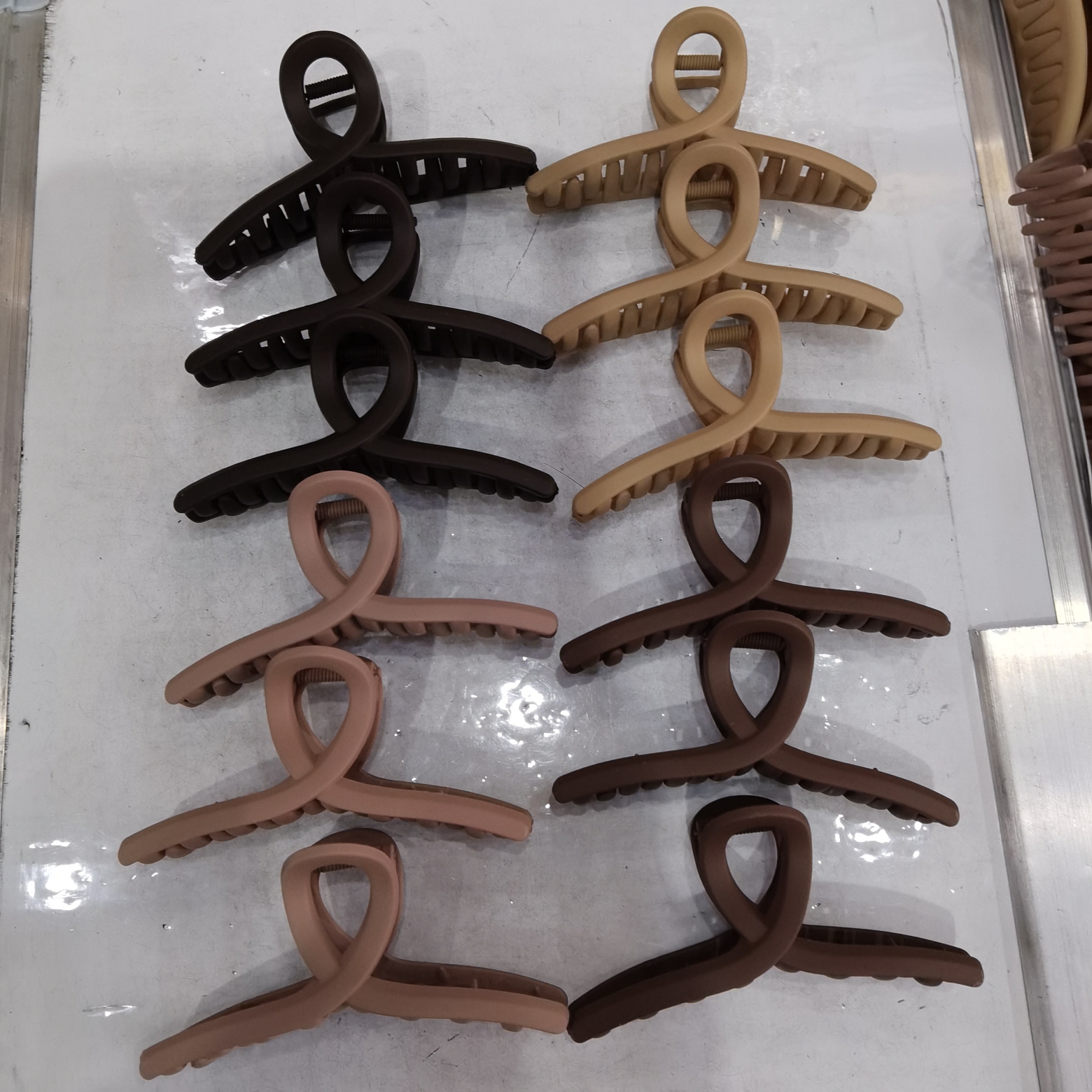 9公分韩版深奶茶4色鲨鱼夹排骨半圆方形发夹