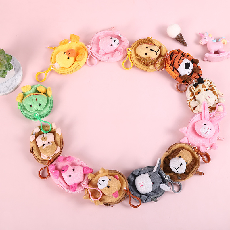 韩版时尚bts零钱包立体动物头卡通刺绣钱包硬币包