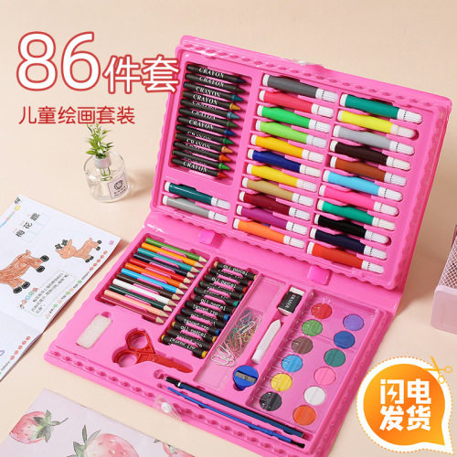gift 86-piece set student 24-color brush child drawing painting graffiti gift art watercolor pen stationery suit