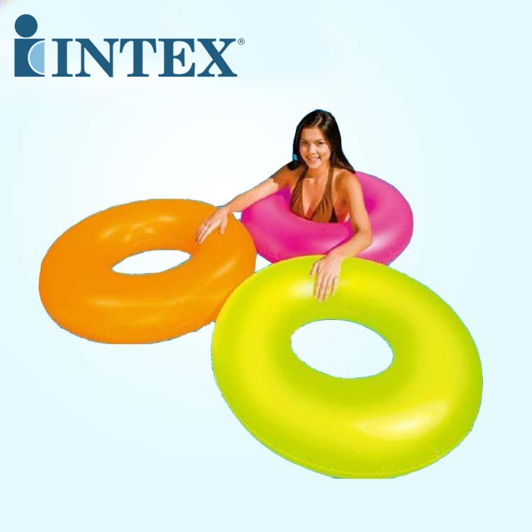 美国INTEX59262游泳泳圈 荧光纯色荧光圈 糖果色救生圈