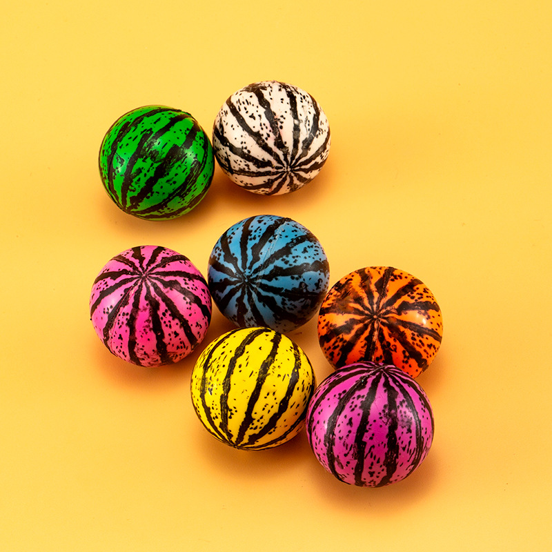 35MM混装弹力球彩色西瓜橡胶球一元扭蛋机跳跳球儿童玩具球