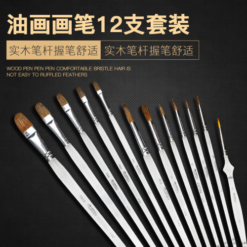 Source Factory Gouache Pen 12 Sets Cross-Border High-End Iron Box Hook Line Pen Bristle Painting Brush Set