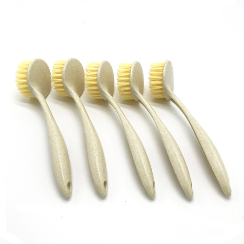 1086 wheat straw pot brush round head long handle brush kitchen cleaning pot and bowl brush department store wholesale