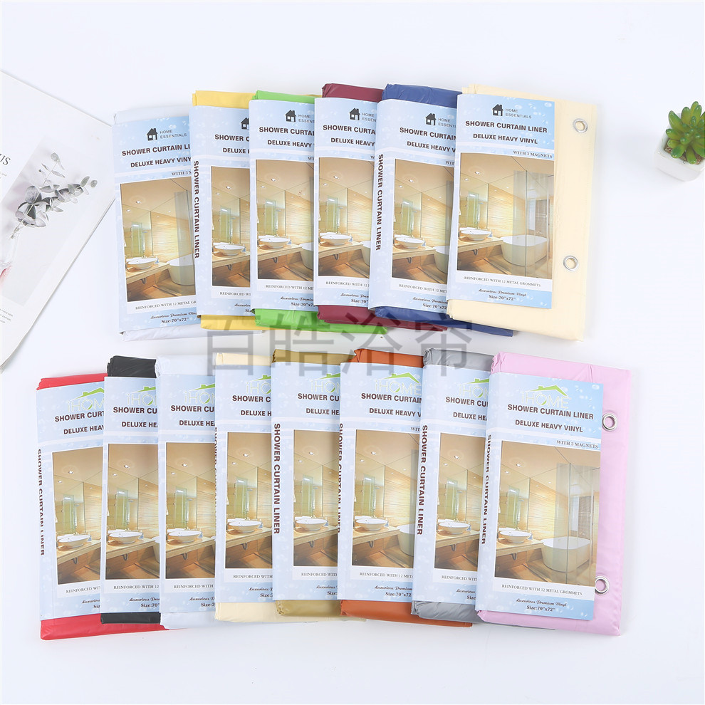 防水浴帘纯色免打孔卫生间隔断帘淋浴浴室帘挂帘