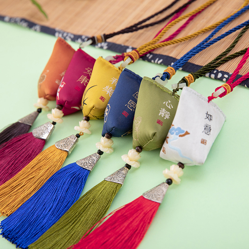 端午节祈福香囊香包荷包流苏粽子款车载挂件古风配饰挂坠空袋定制
