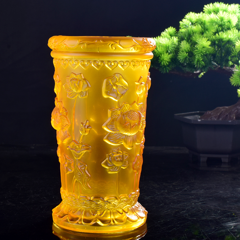 供佛装香筒 佛具琉璃莲花插香桶佛堂家用莲花香炉碗 香炉盆香薰炉