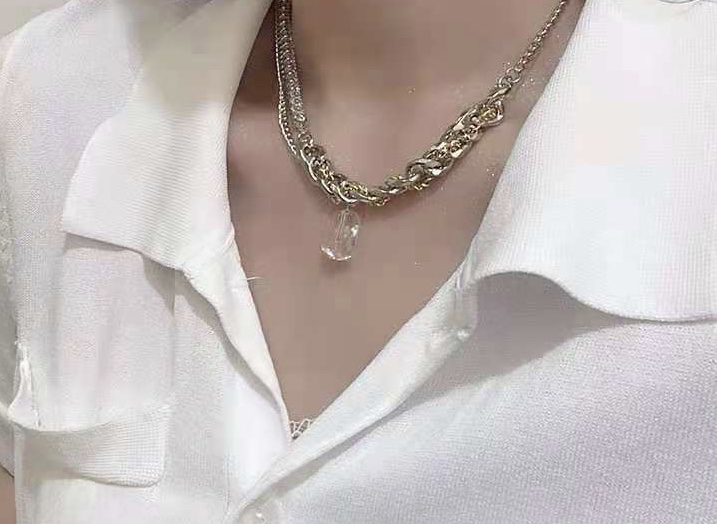 钛钢项链双层时尚不锈钢项链搭配独家定制款项链工厂批发