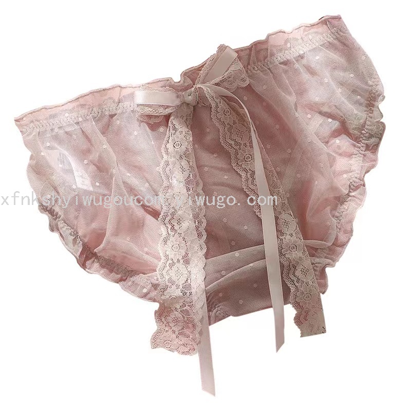 蕾丝低腰内裤女士性感锦纶网纱可爱蕾丝大蝴蝶结少女日韩女士