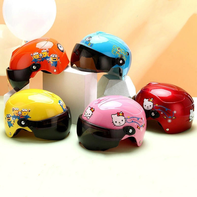 儿童电动摩托车头盔 男女夏季防撞哈雷头盔 自行车帽防晒安全头盔