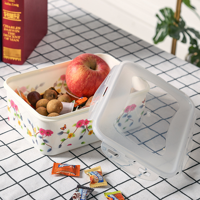 蔬菜保鲜盒塑料密封盒长方形整理大容量冷藏盒带盖户外便当盒批发