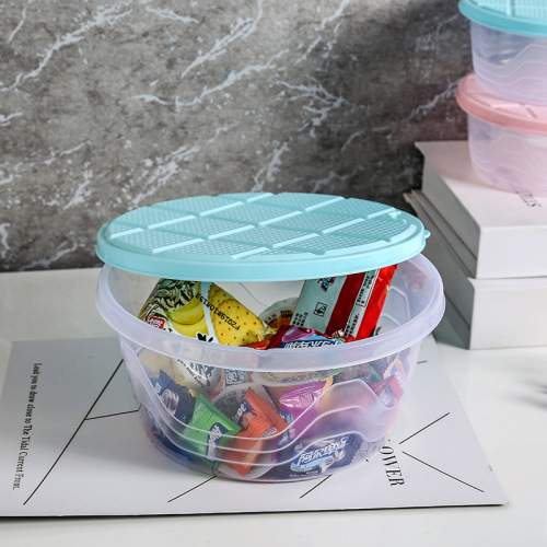 factory direct household plastic transparent refrigerator storage box snack fruit and vegetable storage box round fruit preservation box