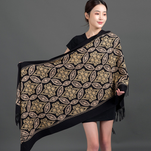 embroidered scarf cashmere-like shawl women‘s winter ethnic style embroidered warm shawl outer wear