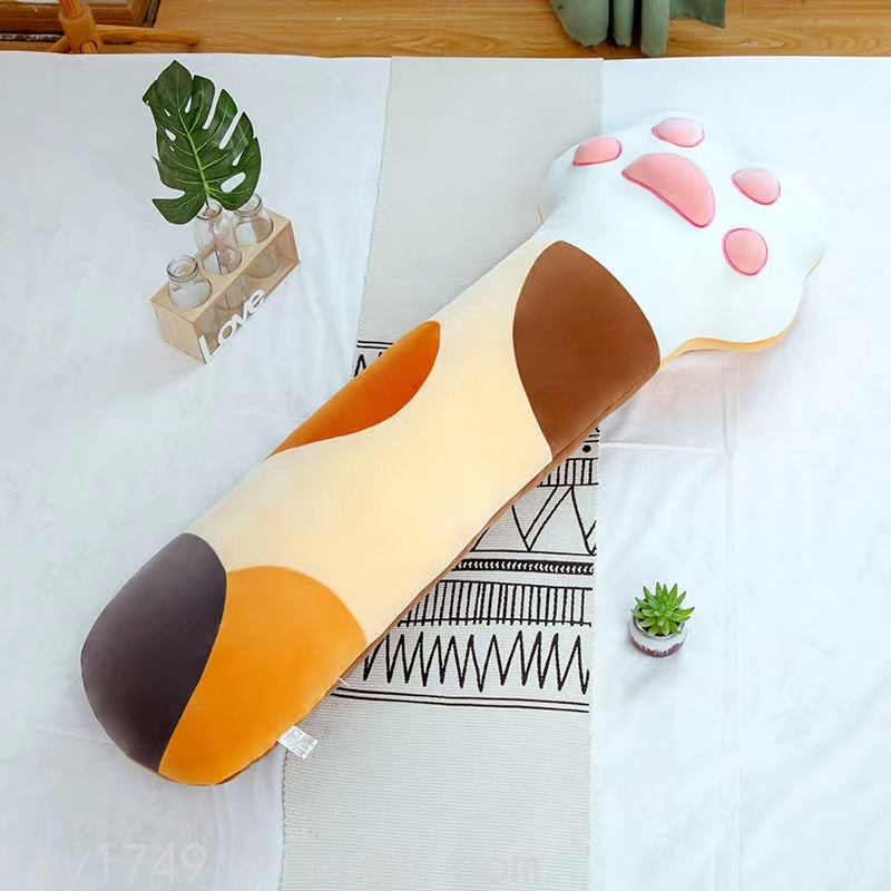 厂家直销猫爪抱枕长条枕抱枕毛绒玩具靠垫公仔陪睡觉枕头腰枕