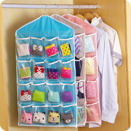 wholesale 16 grids storage bag multi-layer wardrobe underwear socks storage hanging bag behind the door wall hanging storage bag