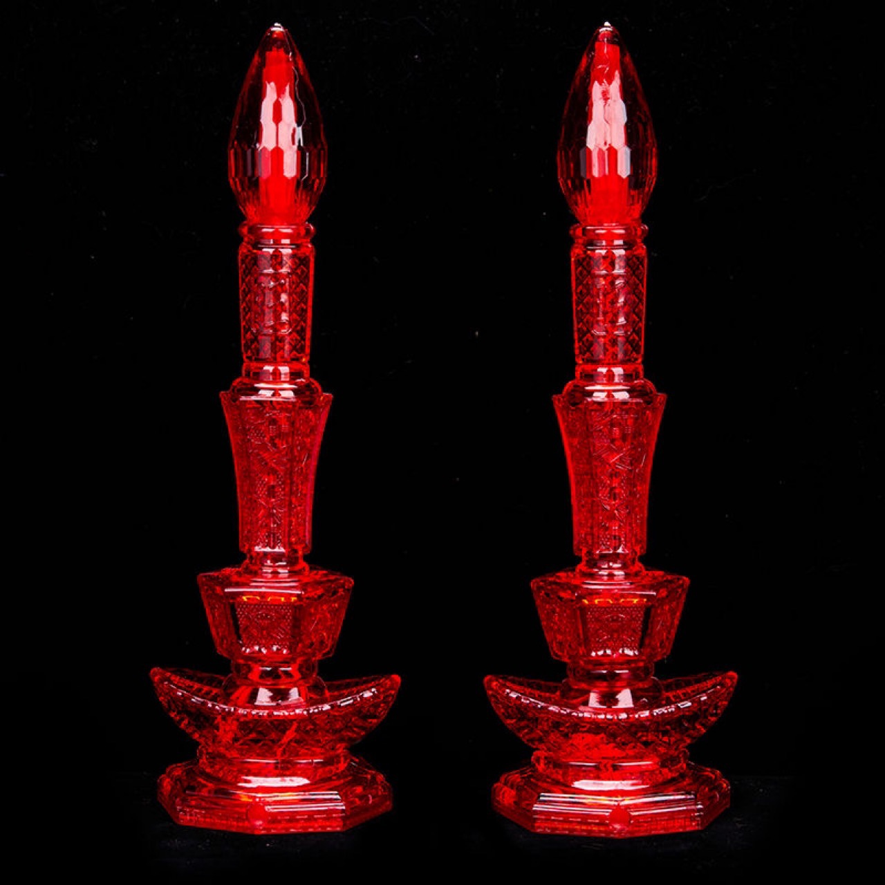 LED插电烛台一对家用电蜡烛财神佛供灯旺财长明灯佛前供灯佛具