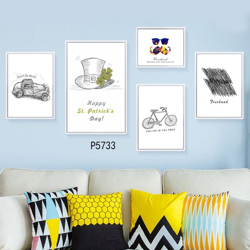 组合画建筑咖啡风景油画壁画装饰画相框布画装饰字画挂画装饰工艺