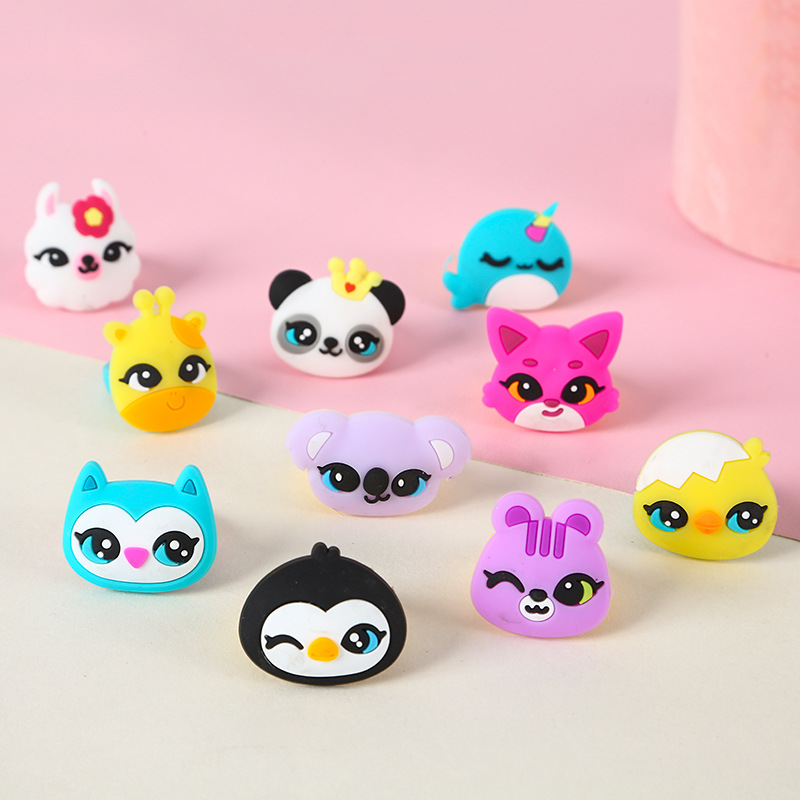 跨境亚马逊新款跨境卡通戒指PVC软胶儿童戒指硅胶指环礼品