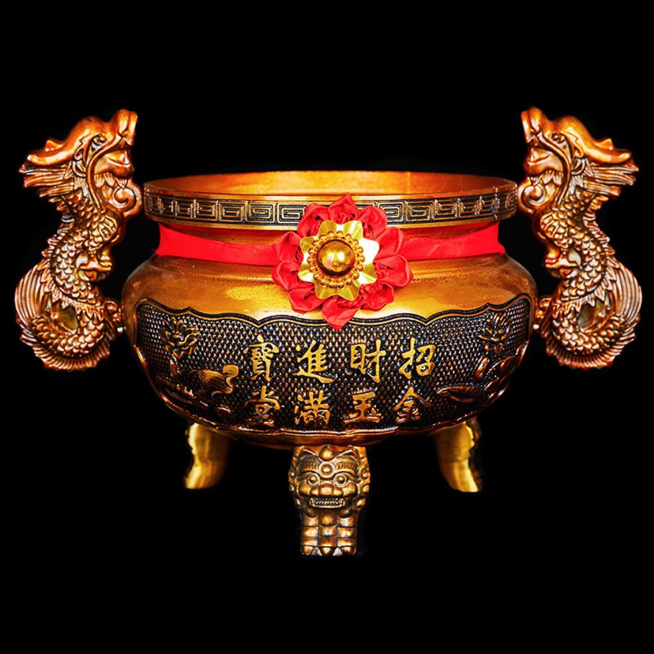 大号铜香炉家用仿古三足铜炉双耳招财烧香炉佛堂插香炉佛具用品