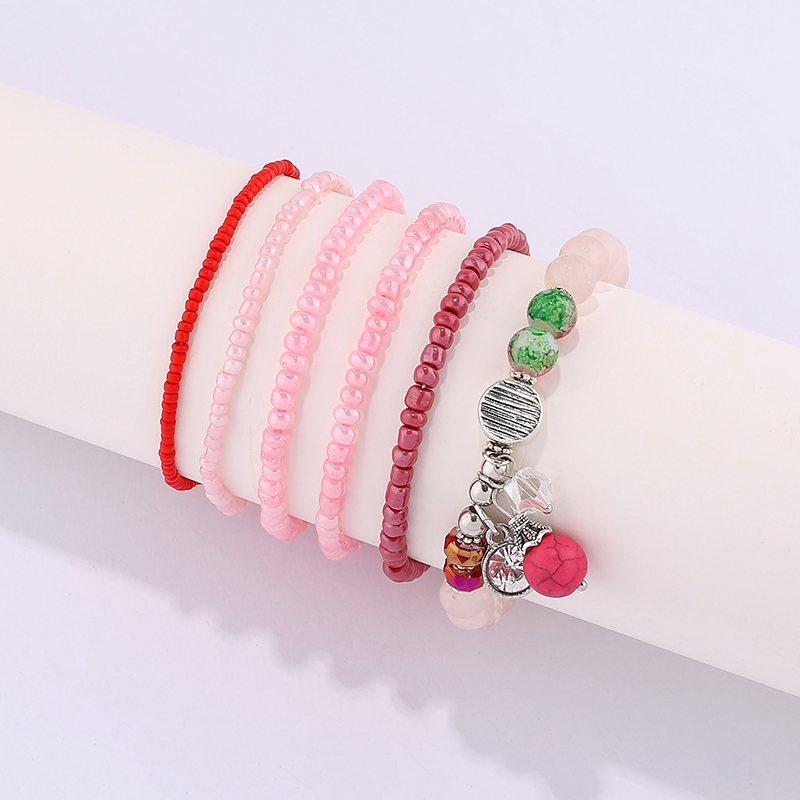 跨境爆款手链波西米亚民族风多层米珠手串天然石水晶吊坠时尚手链