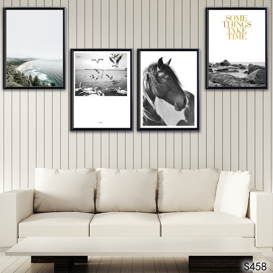 组合建筑黑白风景油画壁画装饰画相框布画装饰字画挂画装饰工艺