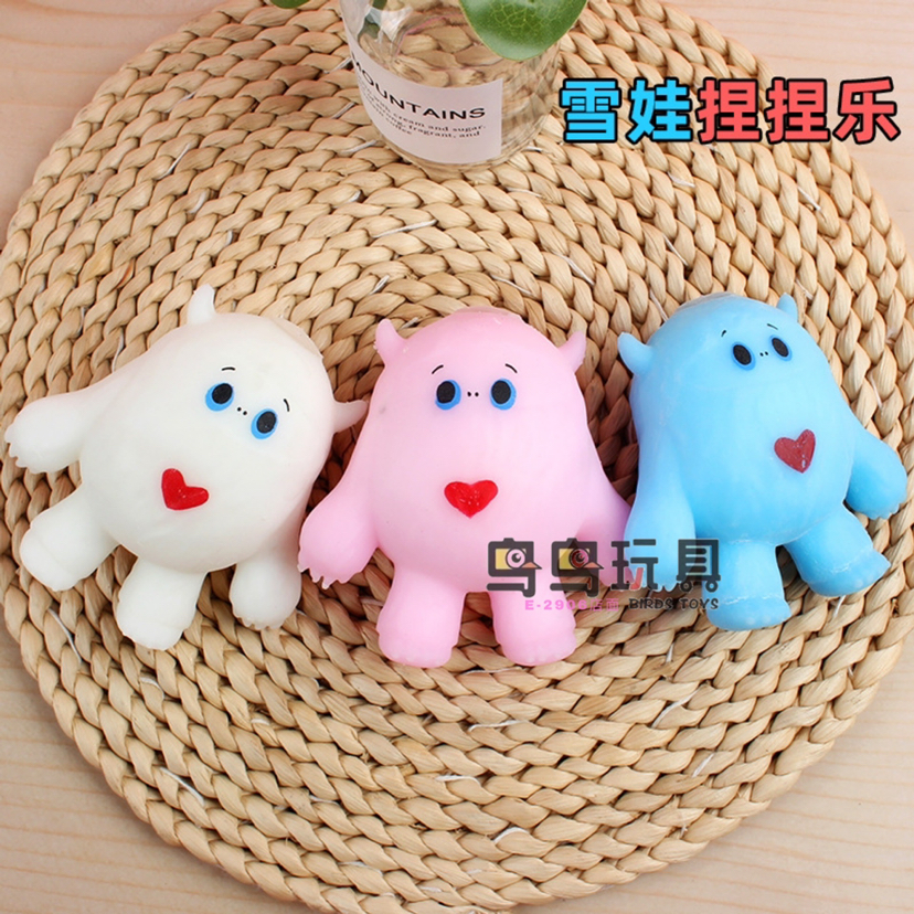 解压动物团子TPR软胶雪怪减压发泄水球挤压慢回弹雪娃捏捏乐玩具
