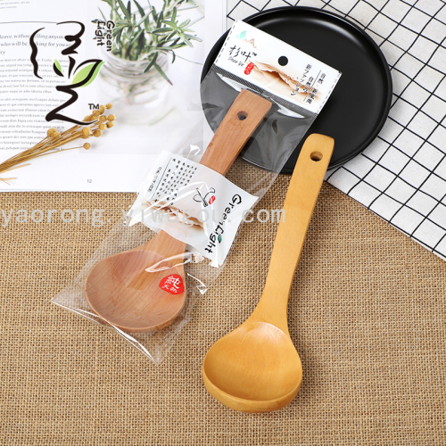 green light factory direct paint series bamboo and wood kitchen utensils soup spoon 23*7.5 wooden handle solid wood spoon wholesale