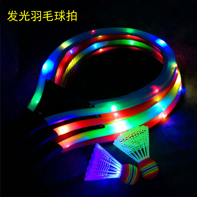 跨境网红发光羽毛球拍套装地摊广场夜市儿童户外体育玩具一件代发