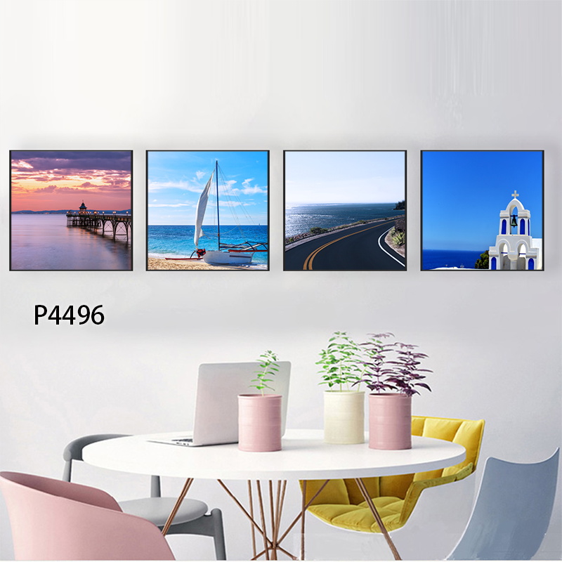 海景建筑咖啡风景油画壁画装饰画相框布画装饰字画挂画装饰工艺