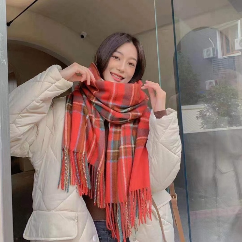 Plaid Scarf Shawl for Men and Women japan and South Korea Sweet Tassel Shawl Plaid Fan Dong Artificial Cashmere Scarf