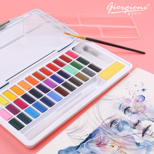 Source Factory Solid Watercolor Paint Set 36 Colors 48 Colors Children‘s Art drawing Pen 7-Piece Factory Wholesale 