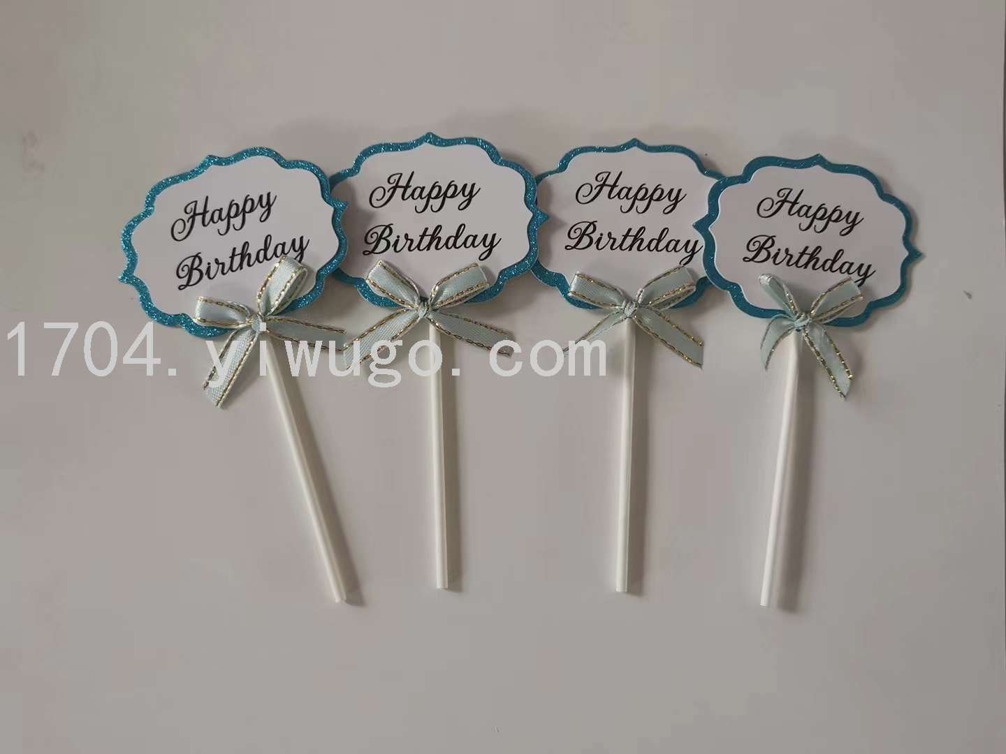 生日蛋糕插蝴蝶结可手写祝福语生日插卡生日派对蛋糕插