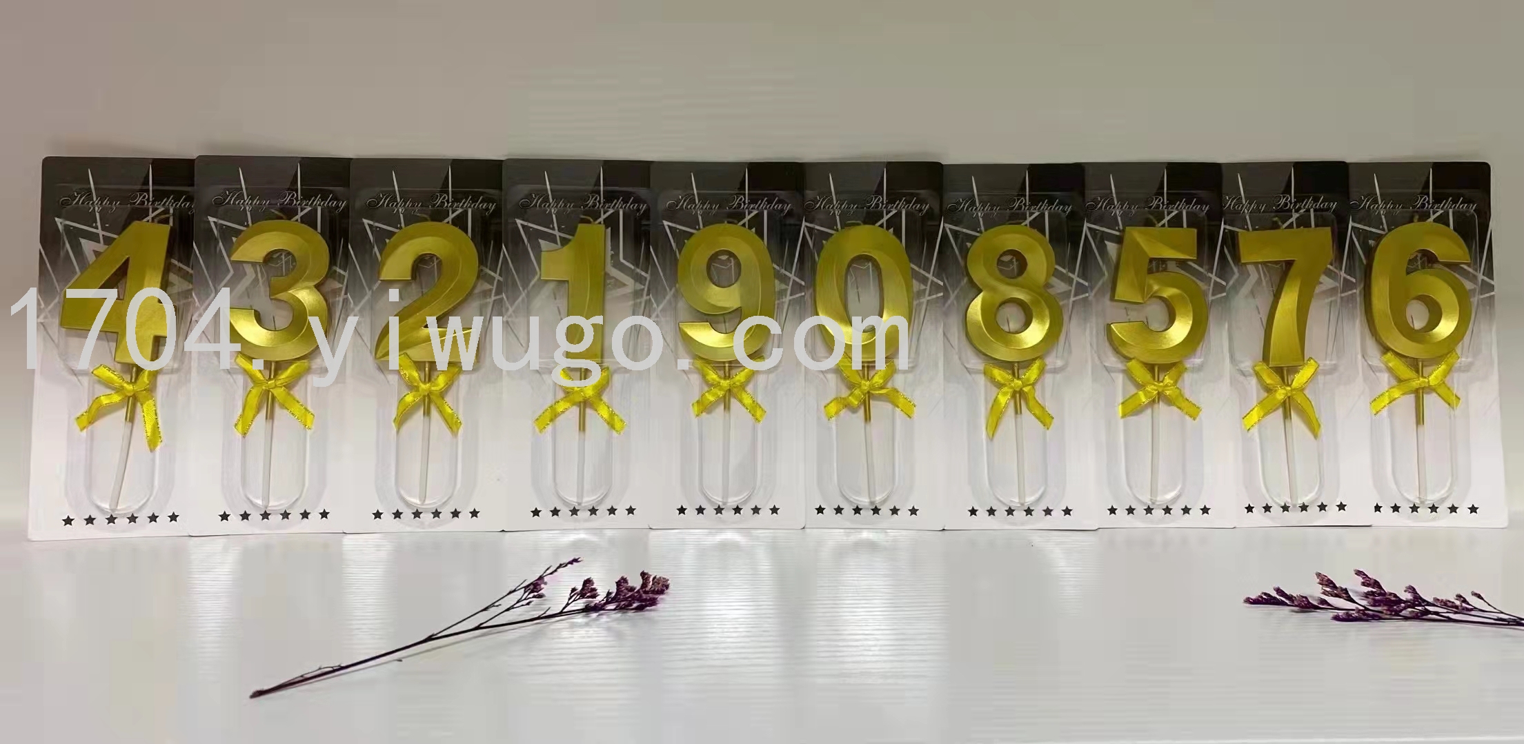 数字生日蛋糕蜡烛宝宝周岁派对镀金数字0-9蜡烛
