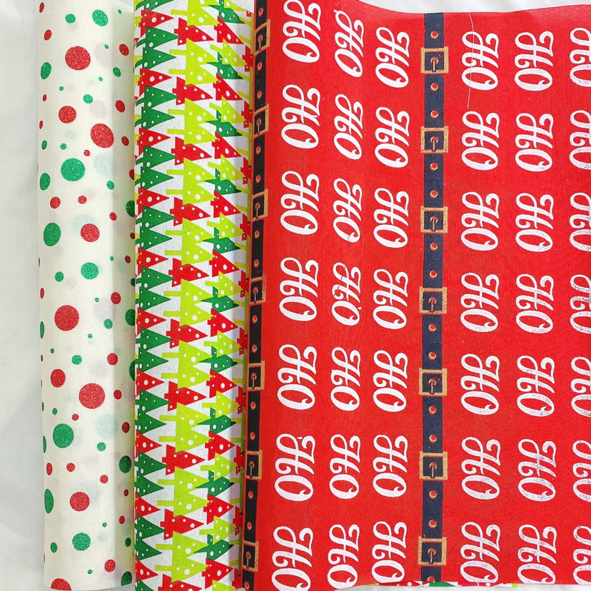 圣诞节棉麻面料雪花亚麻布料手工diy清新麋鹿外贸厂家直销