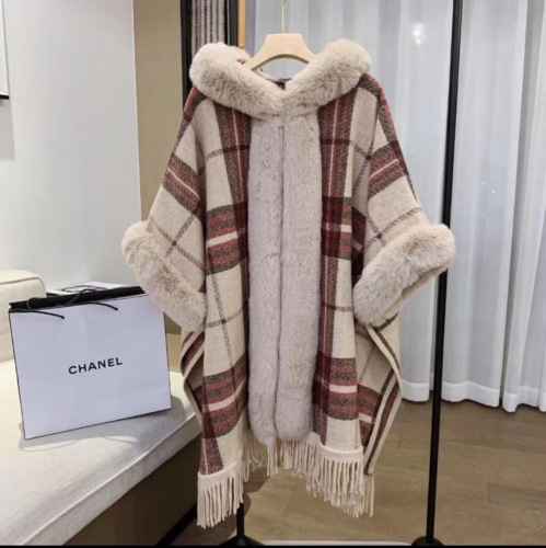 Shawl European and American Shawl Cape Autumn and Winter New Large Size Loose Hooded Cape and Shawl Woolen Coat for Women