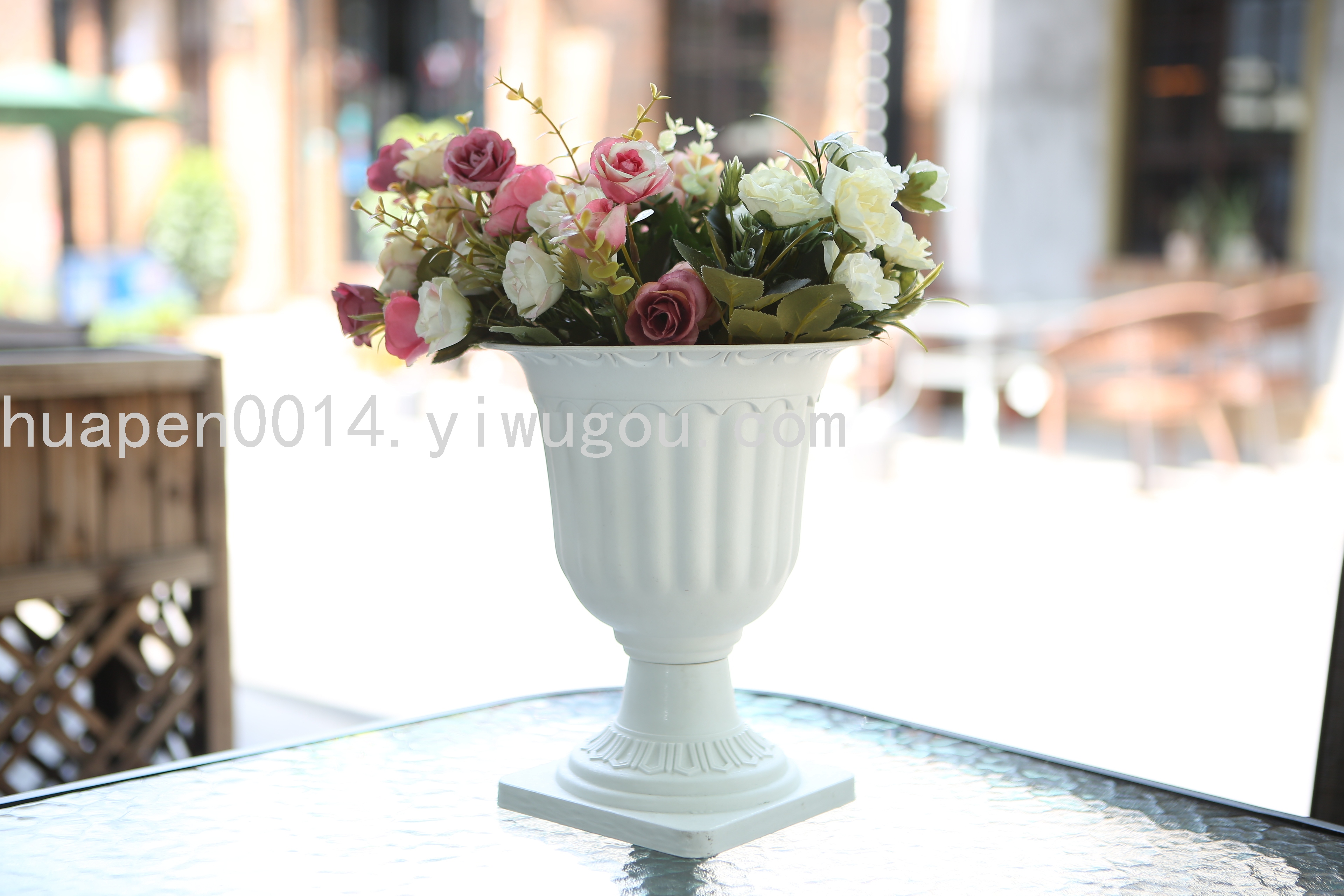 2923白F欧式组合花盆 婚庆道具 婚庆路引花盆 仿树脂花盆