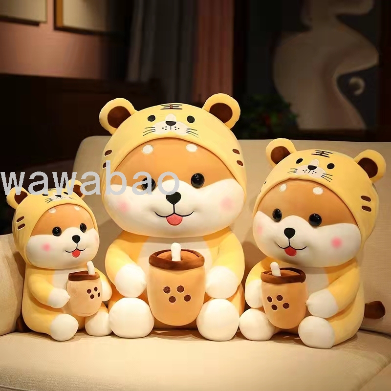 可爱抱奶茶柯基犬毛绒玩具布娃娃玩偶抱枕老虎公仔