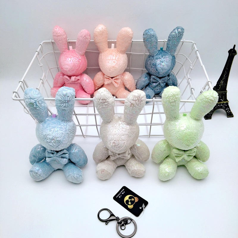 ins小香风卡通兔子钥匙链毛绒玩具钥匙扣公仔背包包挂件玩偶礼品