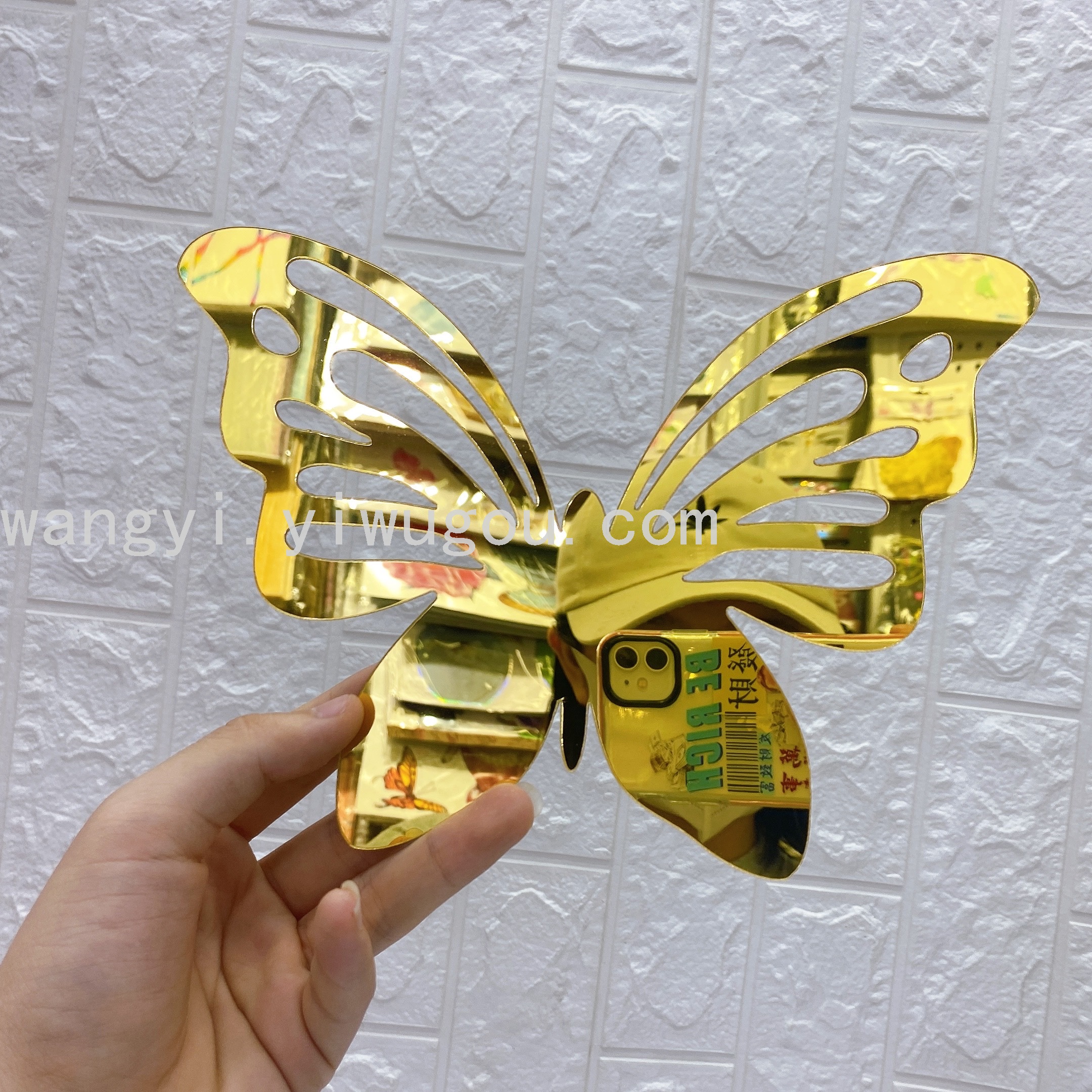 镜面亚克力蝴碟墙贴新款 镜子蝴蝶墙贴装饰 蝴蝶装创意贴 HT