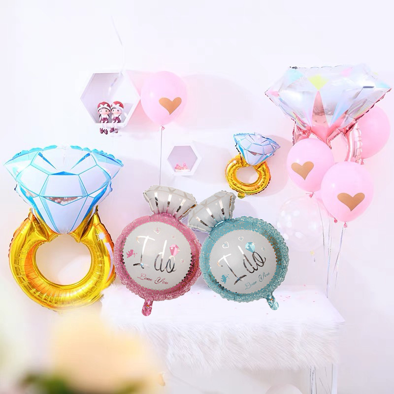 跨境创意情人节告白婚庆婚房布置装饰大号钻戒钻石戒指铝膜气球
