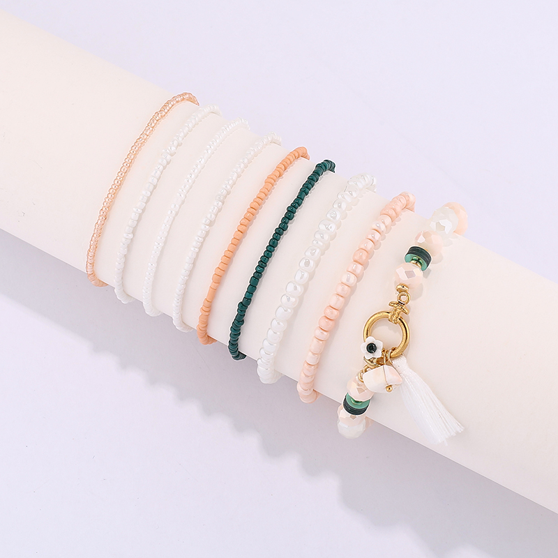 时尚民族风多层米珠手串合金环流苏吊坠手链波西米亚风手串批发