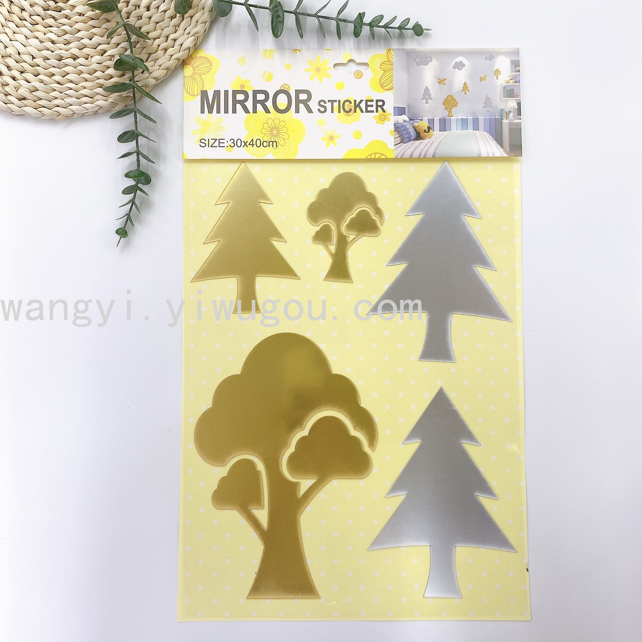 跨境亚克力镜子贴金银组合3d立体亚克力镜面墙贴自粘镜子组合装饰