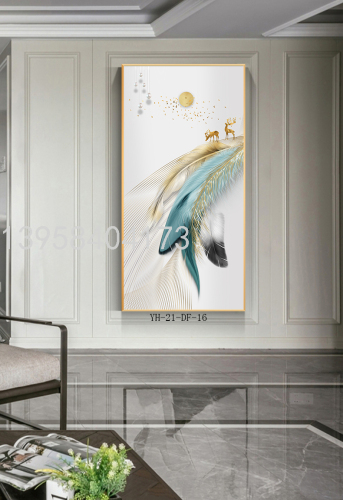 Crystal Porcelain Painting Diamond-Embedded Modern Minimalist Entry Geometry Abstract Paintingfor Hanging Corridor Aisle Vertical Version Slightly Luxury Decorative Painting