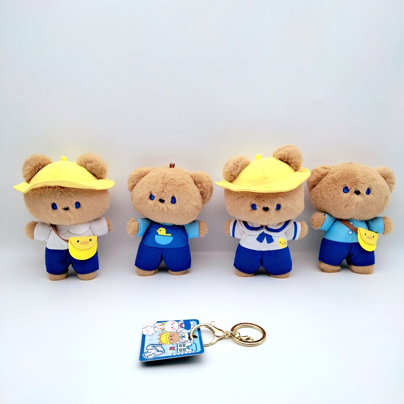 新款ins卡通小熊毛绒公仔钥匙扣玩偶背包包学生情侣挂件抓机娃娃