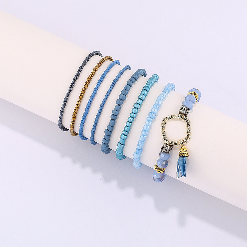 天然石珍珠合金装饰搭配手链女 波西米亚水晶石米珠多层手链批发