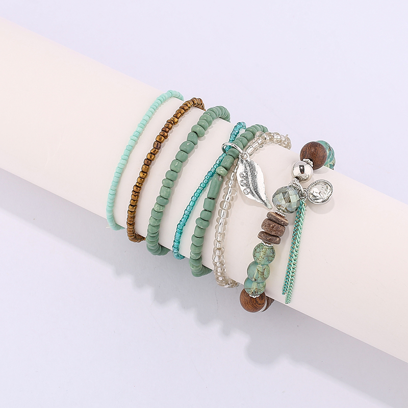 复古饰品批发 多层天然石水晶串珠手链 锆石合金吊坠木珠手链手串