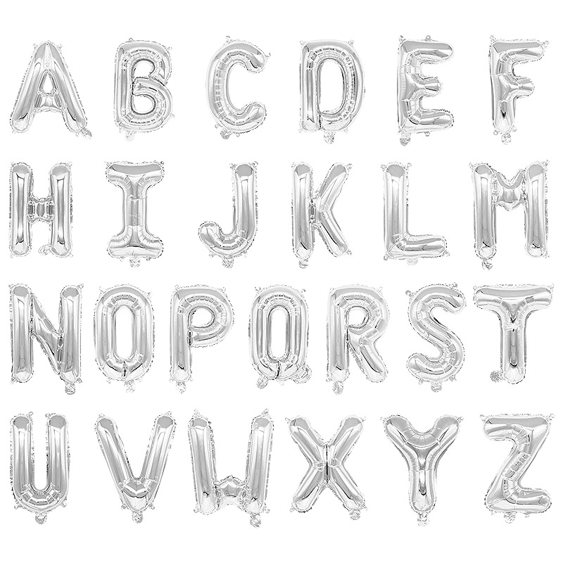 16寸美版瘦体字母气球 生日派对装饰铝膜气球卡头精包装气球批发