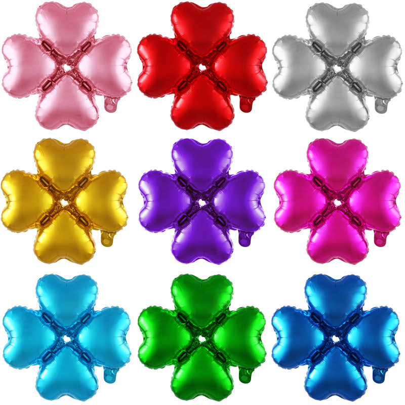 批发创意婚庆生日装饰开业四叶草四轮铝膜气球拱门造型装饰派对