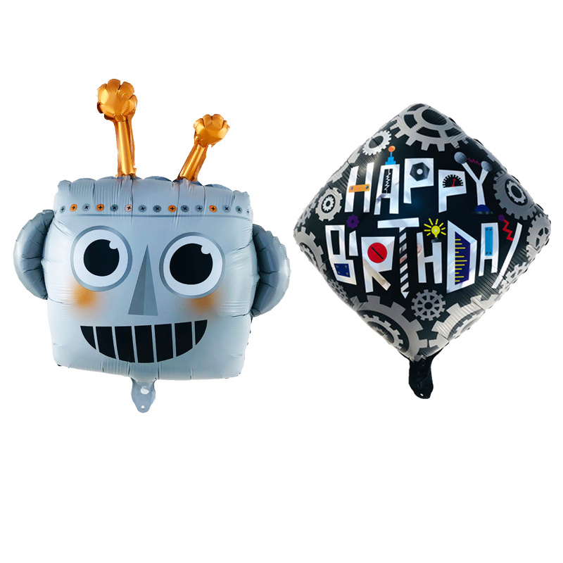 批发创意先锋卡通机器人气球 生日派对婚庆布置背景装饰儿童气球