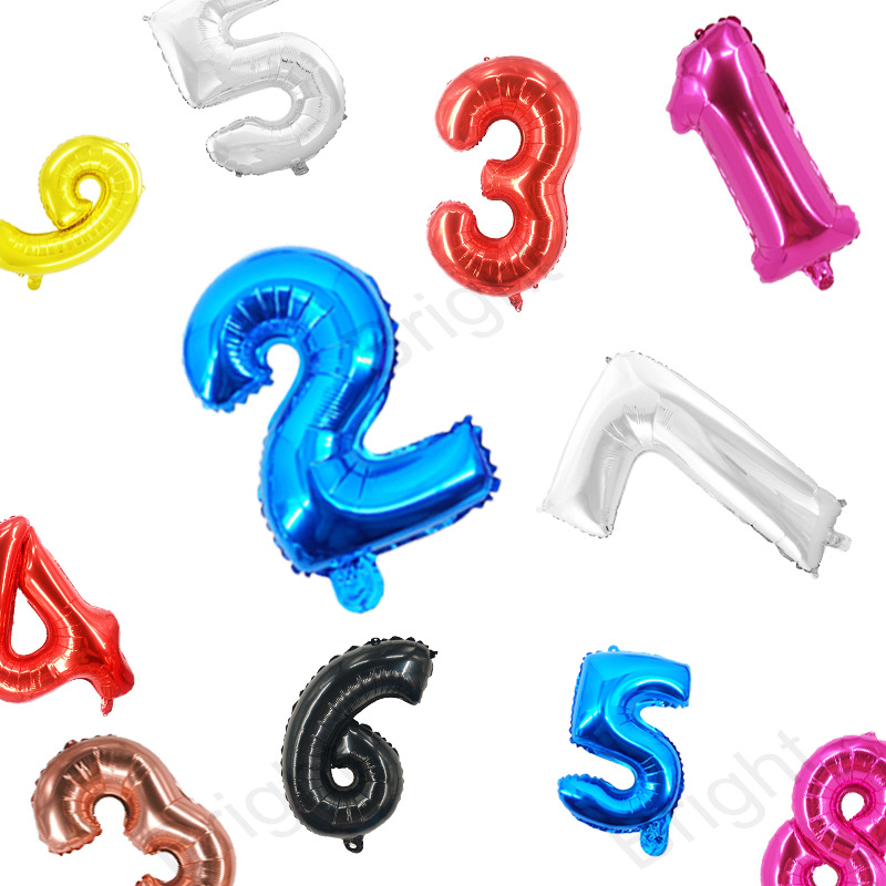 16英寸小号单色数字铝箔铝膜气球庆典装饰气球生日套装套餐派对